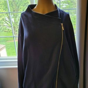 Asymmetrical Zippered Navy Jacket